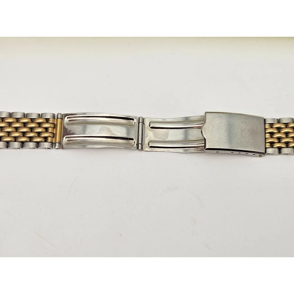Vtg Spidel Beads of Rice Two Tone 10k RGP Stainless Steel Watch Bracelet 19 mm